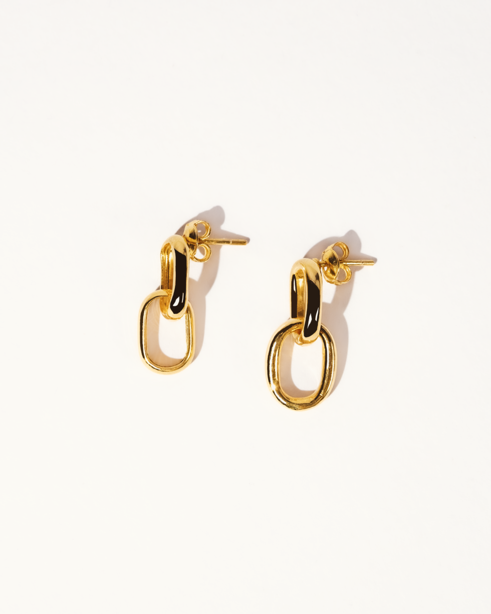 Double loop earrings; Paperclip earrings; Chain Earrings; Solid Gold Earrings; 916 Gold Earrings; 22k Gold Earrings; 22k Gold Jewellery; 22k Solid Gold; 916 Solid Gold