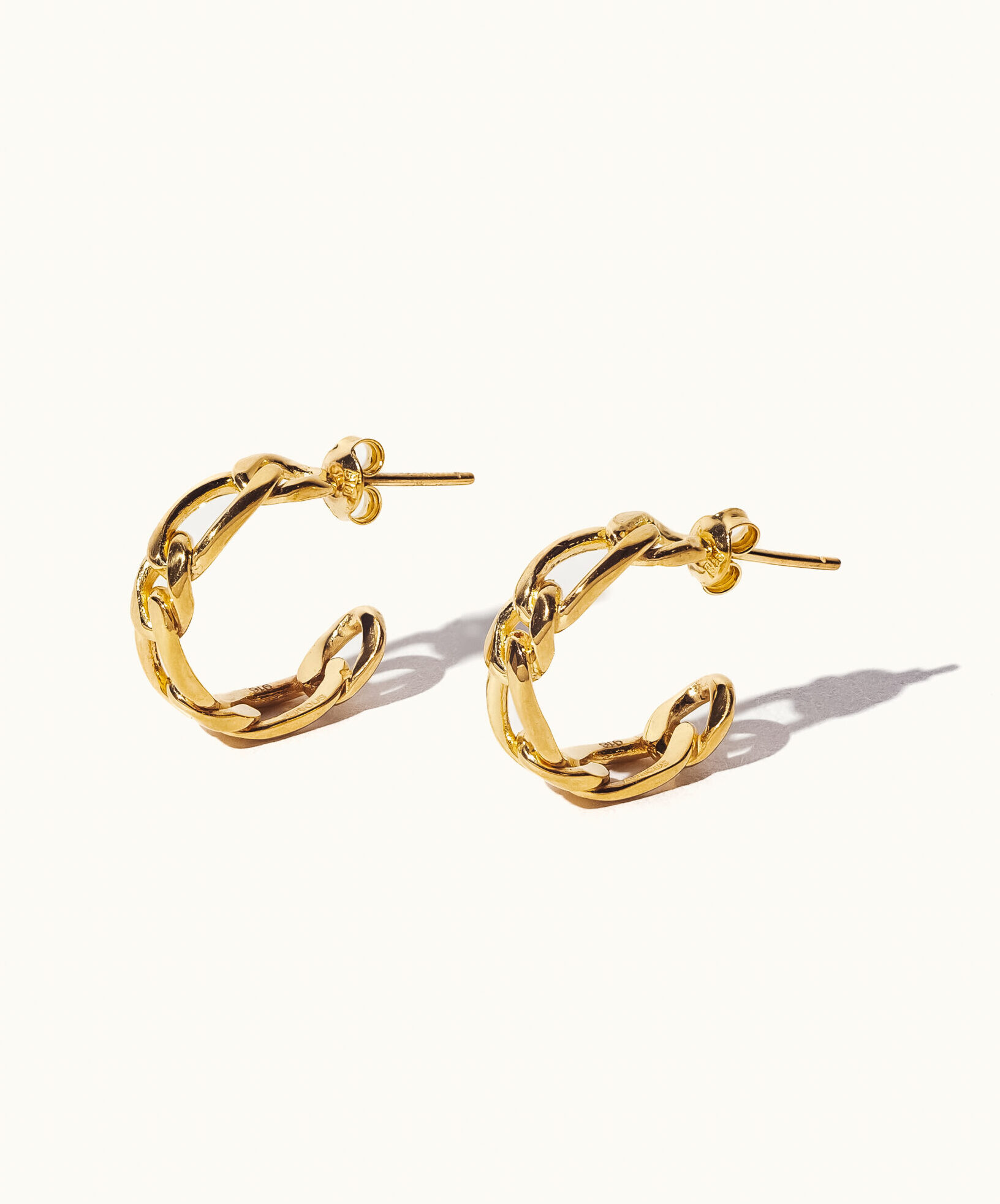 Modern Hoop Hanging Earrings in 22K Gold - ER-384