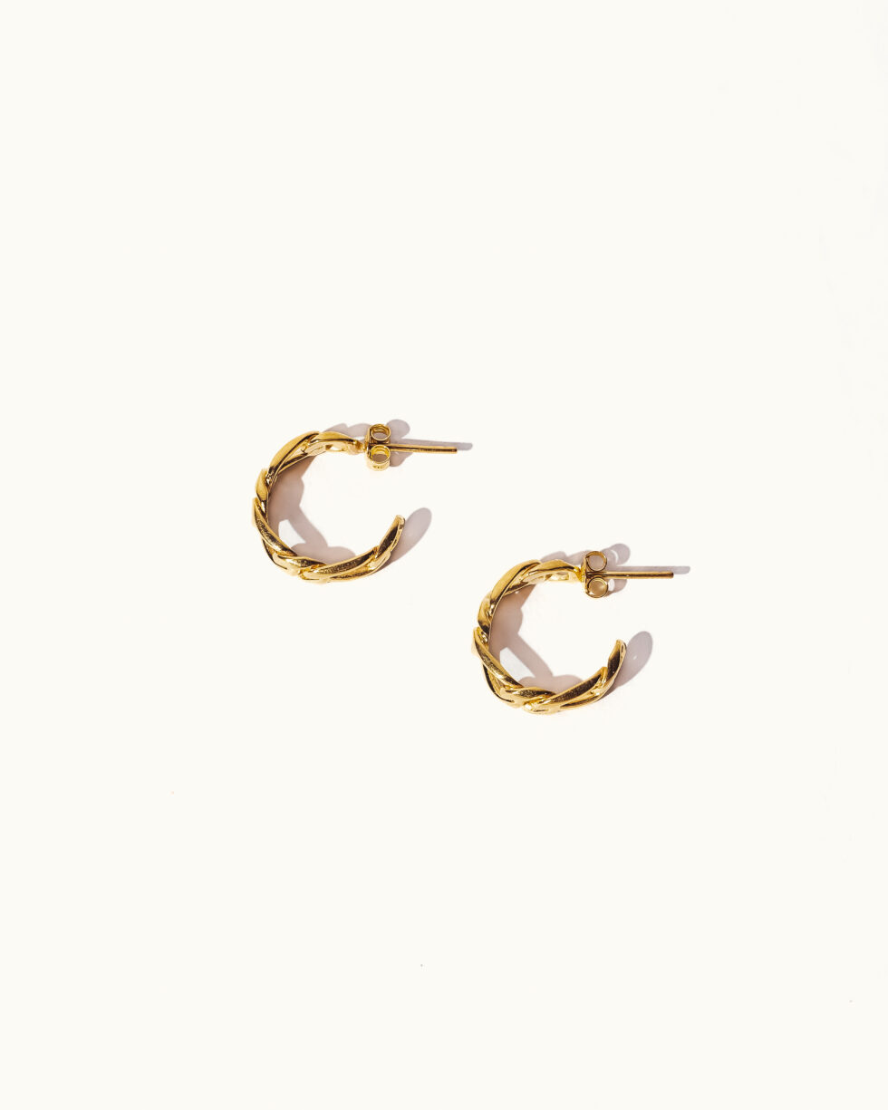 Figaro Hoop Earrings ; Figaro Chain Earrings; Solid Gold Earrings; 916 Gold Earrings; 22k Gold Earrings; 22k Gold Jewellery; 22k Solid Gold; 916 Solid Gold